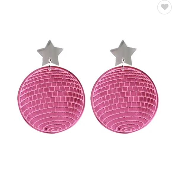 Vitalfinds Jewelry - Pink Disco Ball (flat) Earrings